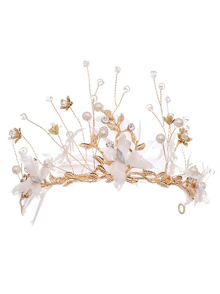 Milanoo Wedding Headpieces Chaplet Metal Feather Butterfly Crown Hair Accessories For Bride