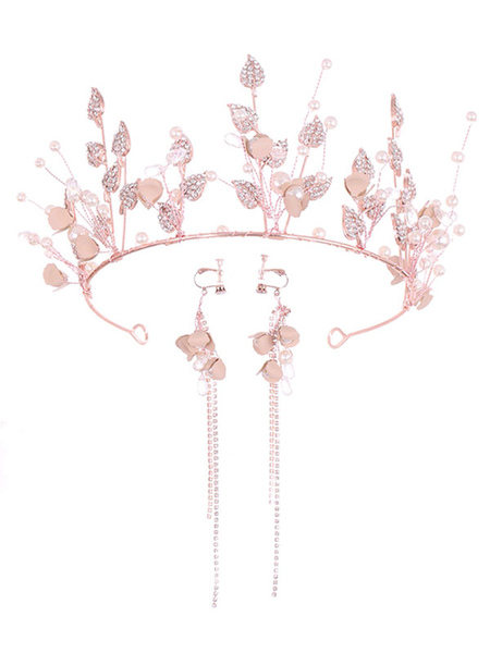 Milanoo Headpiece Wedding Tiara Metal Leaves Crown Bridal Hair Accessories