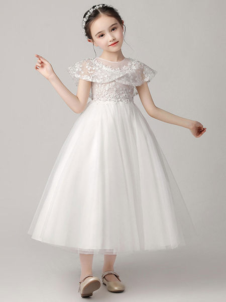 

Milanoo Flower Girl Dresses Jewel Neck Tulle Sleeveless Ankle Length Princess Silhouette Embroidered, Ember red;white;sage green