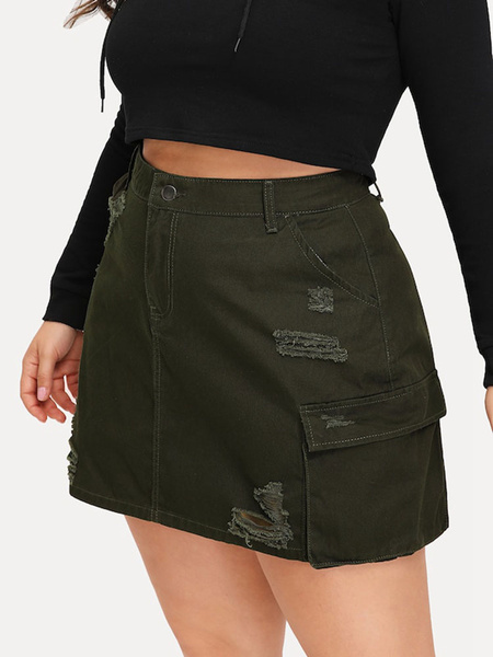 Image of Plus Size Clothes For Women Hunter Green Denim Short