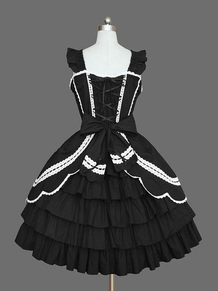 Image of Senza maniche Ruffles Sweet Lolita JSK Black Dress Lolita Gonna