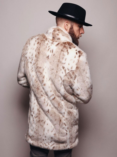 Men’s Faux Fur Coats Fuzzy Jackets Winter Overcoats Leopard Print