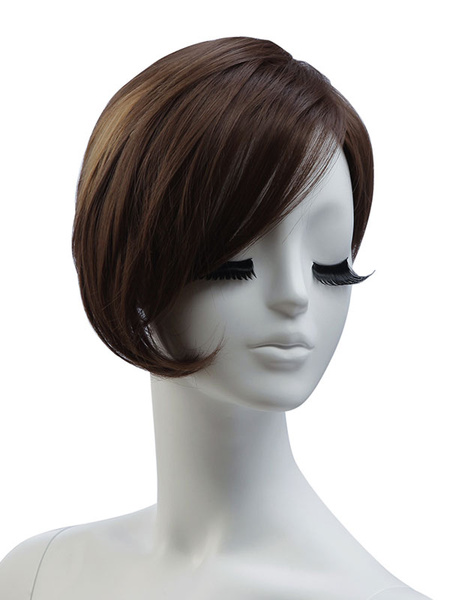 Image of Synthetic Wigs Light Brown Straight Rayon Short Women Short Wig