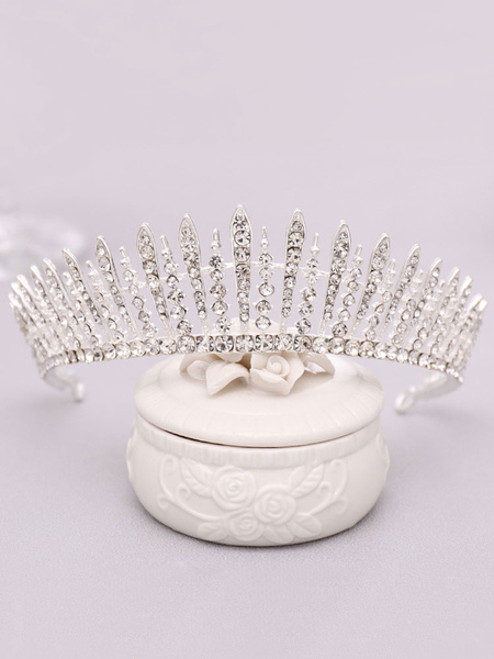 Milanoo Headpieces Wedding Tiara Metal Rhinestone Hair Accessories For Bride