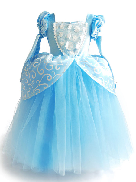 Milanoo Flower Girl Dresses Jewel Neck Short Sleeves Pleated Kids Party Dresses Cinderella Princess