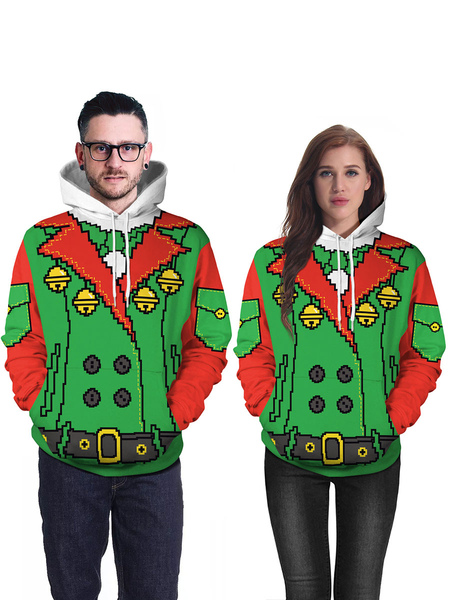 Milanoo Ugly Christmas Sweater Christmas Pattern Unisex Hoodie