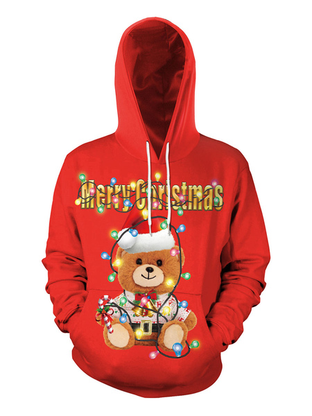Image of Unisex Christmas Hoodie Print Christmas Pattern Ugly Christmas Sweater
