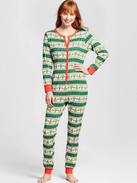 Christmas Matching Family Pajamas Green Christmas Pattern Jumpsuit