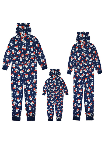 Matching Family Christmas Pajamas Santa Clause Dark Navy Jumpsuit