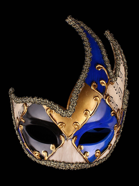 Image of Mask Halloween Costume Gilding Color Block Masquerade Costume Accessories