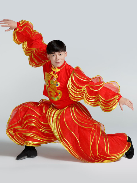 Milanoo Traditional Chinese Costumes Nice Carnival Dragon Dance Red Lantern Outfit