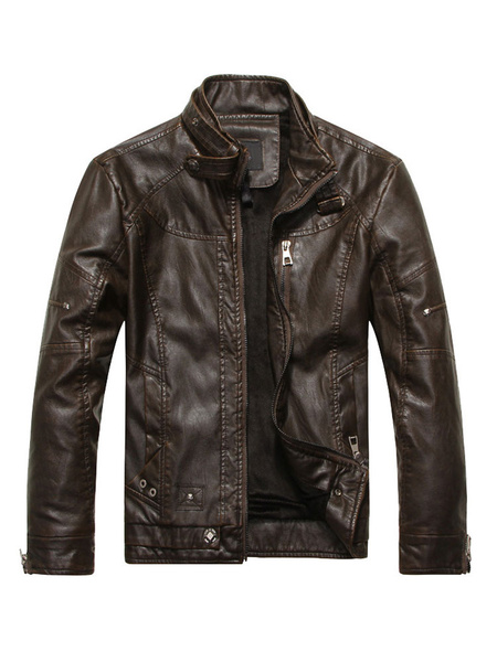 Image of Leather Bomber Jacket For Men