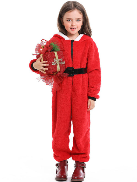Image of Kigurumi Pajamas Onesie Christmas Coral Fleece Kid Jumpsuit