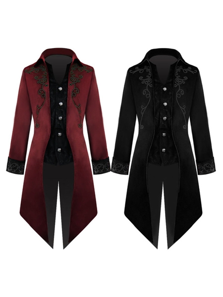 manteau opéra noir vintage smoking brodé rétro costumes pour homme déguisements halloween