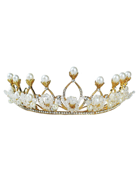 Milanoo Headpiece Wedding Headwear Retro Peral Crown Accessory Metal Pearl Hair Accessories For Brid