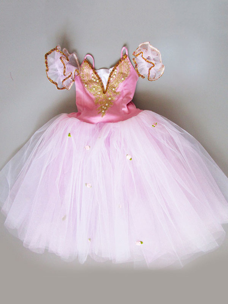 Image of Carnevale Tutu di balletto Tutu di ragazze Abiti da ballo ricamati Costume da ballo di balletto rosa Halloween