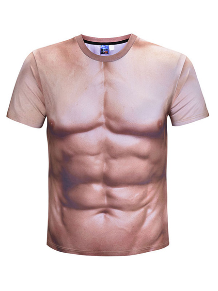 Image of Men 3D Print Muscle Summer T-Shirt Plus Size Carnival Short Sleeve T Shirt