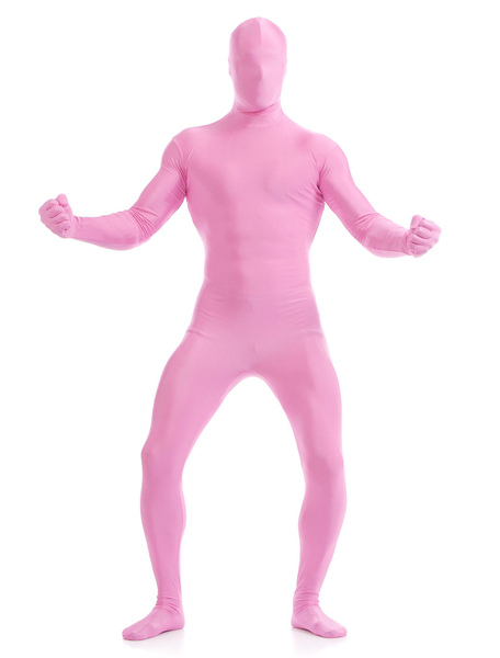 Milanoo Pink Zentai Suit Adults Morph Suit Full Body Lycra Spandex Bodysuit for Men