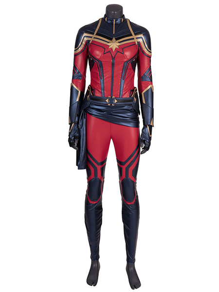 Image of The Avengers 4 Endgame Cosplay Captain Marvel Marvel Film PU Leather Outfit Set Faux Leather Marvel Comics
