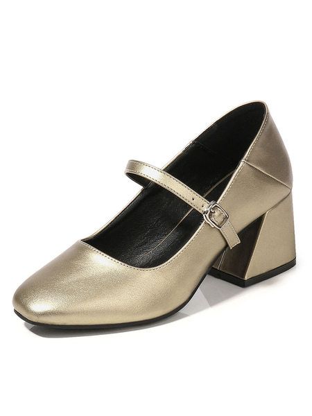 Milanoo Womens Mid Heel Mary Jane Shoes Square Toe Block Heel Vintage Shoes от Milanoo WW