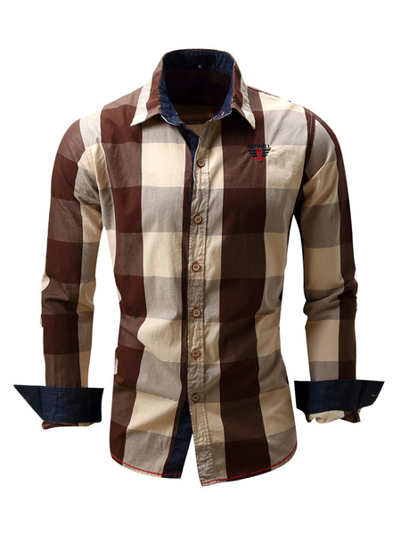 Image of Men's Regular Fit 100% Cotton Plaid Shirt
