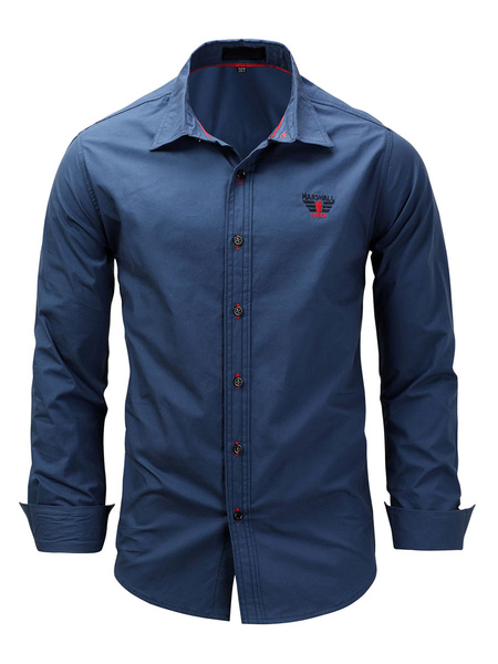 Image of Casual Shirt For Men Turndown Collar Casual Oversized Color Block Light Sky Blue Shirts