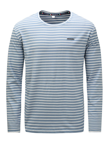 Image of Men T Shirts Blue Striped Long Sleeve T Shirts