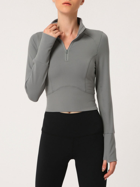 Image of Yoga Tops Long Sleeve Half Zip Workout Sweatshirt