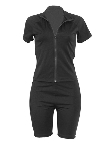 Image of Two Piece Sets Summer Tracksuit Top With Biker Shorts