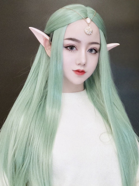 Image of Parrucca per capelli Lolita con taglio centrale lungo verde menta parrucche