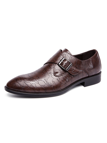 Image of Man's Dress Shoes Quality Round Toe Buckle Slip-On PU Leather Slip-On Men's Loafer Shoes