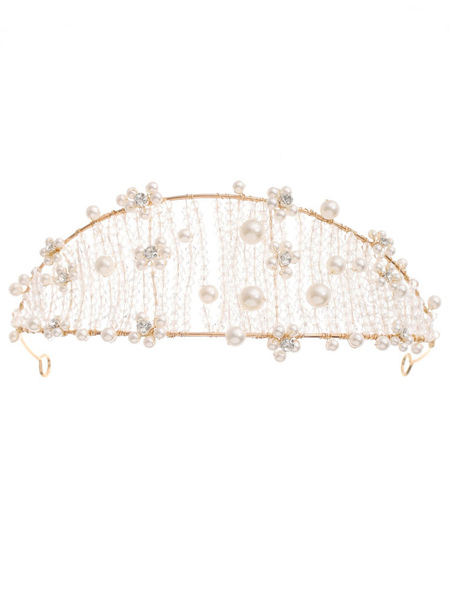 Milanoo Wedding Headpieces Tiara Alloy Crystal Imitation Pearl Metal Bridal Hair Accessories