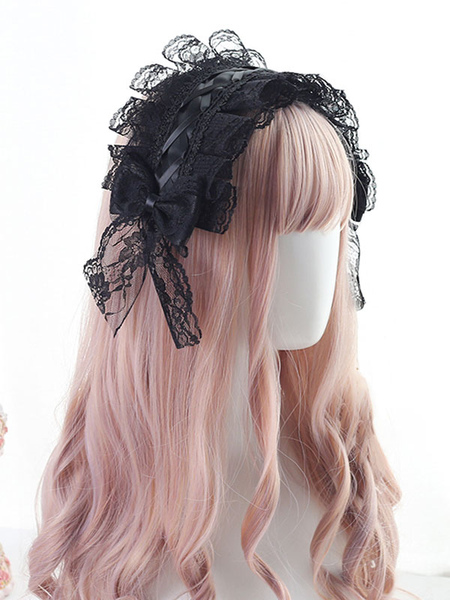 Milanoo Gothic Lolita Headdress Lace Bow Lolita Headband