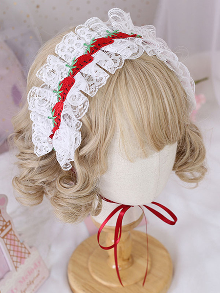 Image of Sweet Lolita pizzo copricapo Strawberry fascia