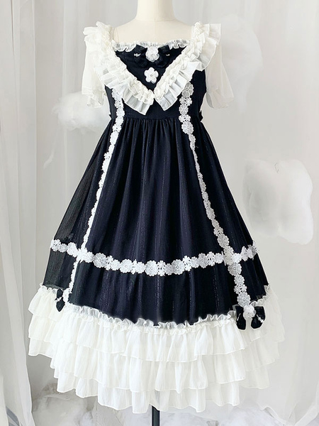 Image of Sweet Lolita OP Dress Ruffles Lolita Abiti a un pezzo manica corta
