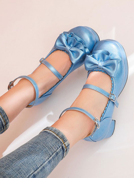 Image of Sweet Lolita scarpe di cuoio Archi tacco grosso Lolita pompe