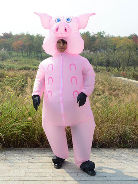 Milanoo Halloween Adult Inflatable Pig Pink Fancy Dress Costume