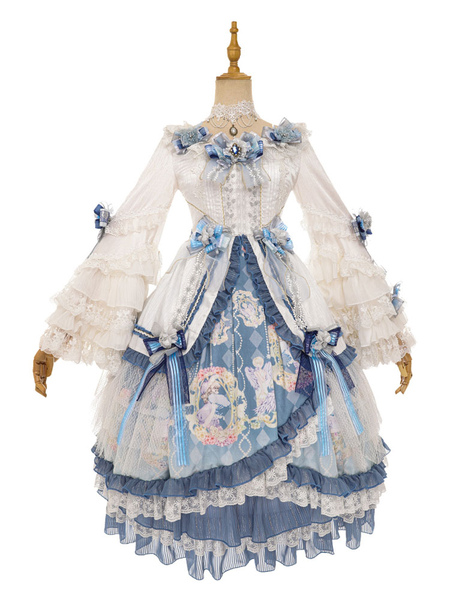 Classic Lolita OP Dress Vivian BowsÂ ruffles Lolita One Piece Dresses With Bonnet