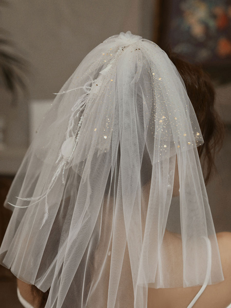 Milanoo Wedding Veils One-Tier Butterfly Tulle Cut Edge Mini Short Classic Bridal Veils