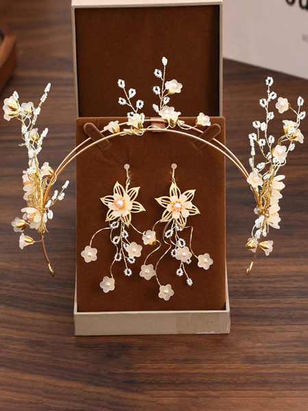 Milanoo Bridal Jewelry Set Attractive Imitation Pearl Earclip Metal Wedding Jewelry
