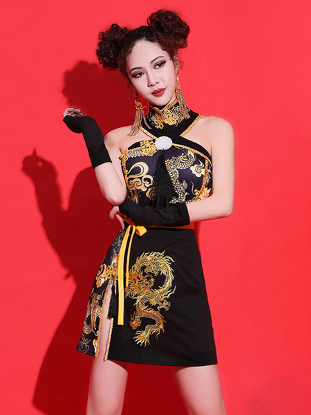 Image of Costumi di danza jazz Guanti in stile cinese Dragon Women Dress Guanti Sash Dancing Wear