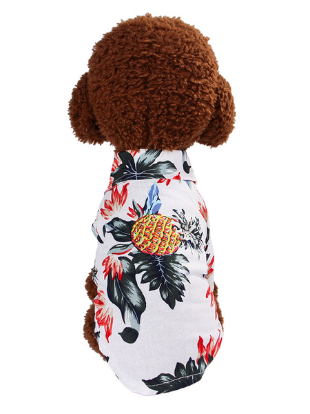 Image of Pet Costume Hawaiian White Clothes Forniture per animali in poliestere