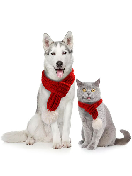 Image of Forniture per animali domestici in poliestere con sciarpa rossa natalizia
