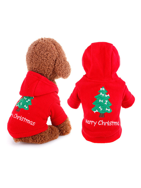 Milanoo Pet Costume Christmas Tree Red Clothes Polyester Pet Supply