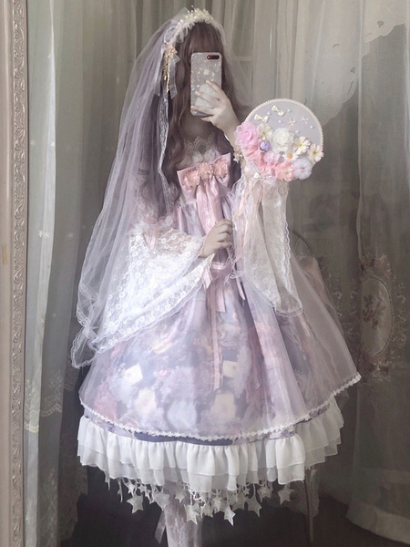 Milanoo Chinese Style Lolita OP Dress Prunus Cistena Lolita One Piece Dresses