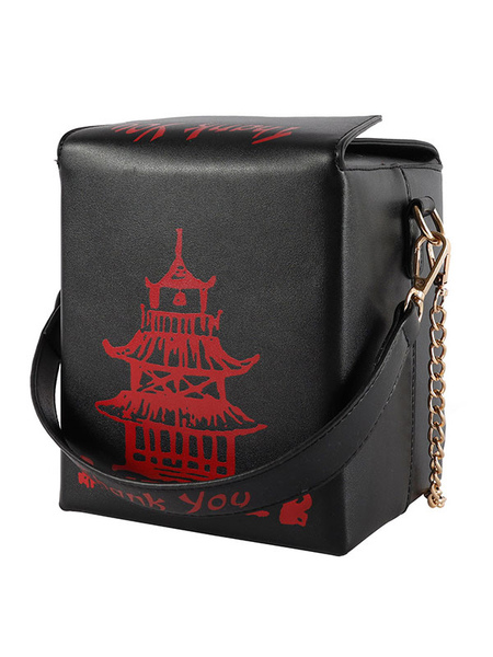 Milanoo Lolita Handbag Tower Print Leather Cross Body Bag