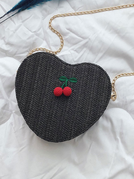 Image of Borsa a tracolla Sweet Lolita a forma di cuore con decorazione ciliegia