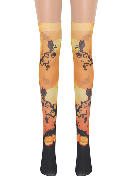 Image of Calze da salone per ragazza Calze al ginocchio di zucca Accessori per costumi cosplay di Halloween