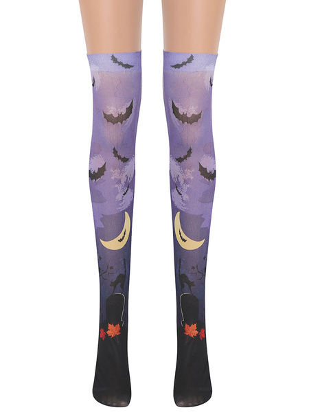 Image of Calze da donna Calze da pipistrello Calze alte al ginocchio Accessori per costumi cosplay di Halloween