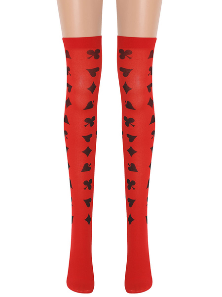 Image of Calze da salone da donna Calze rosse Poke al ginocchio Accessori per costumi cosplay di Halloween